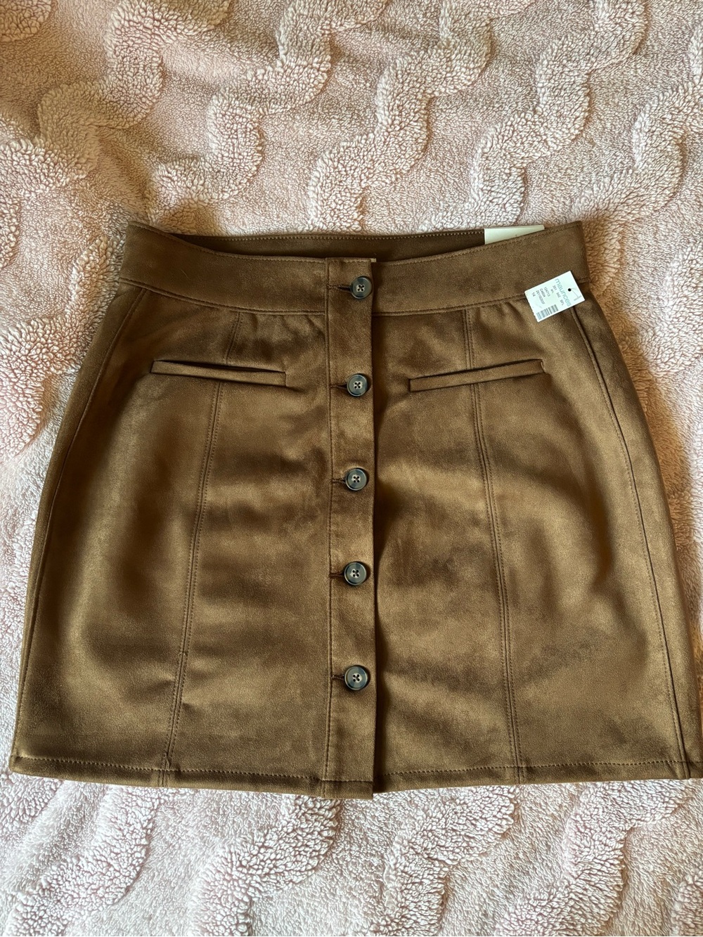 NWT Maurice’s Button-Front Faux Suede Mini Skirt in Brown- Size 14